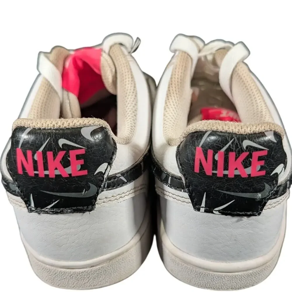 Nike Court Vision Low White Black Pink Camo Swoosh Sneakers Women's 7.5